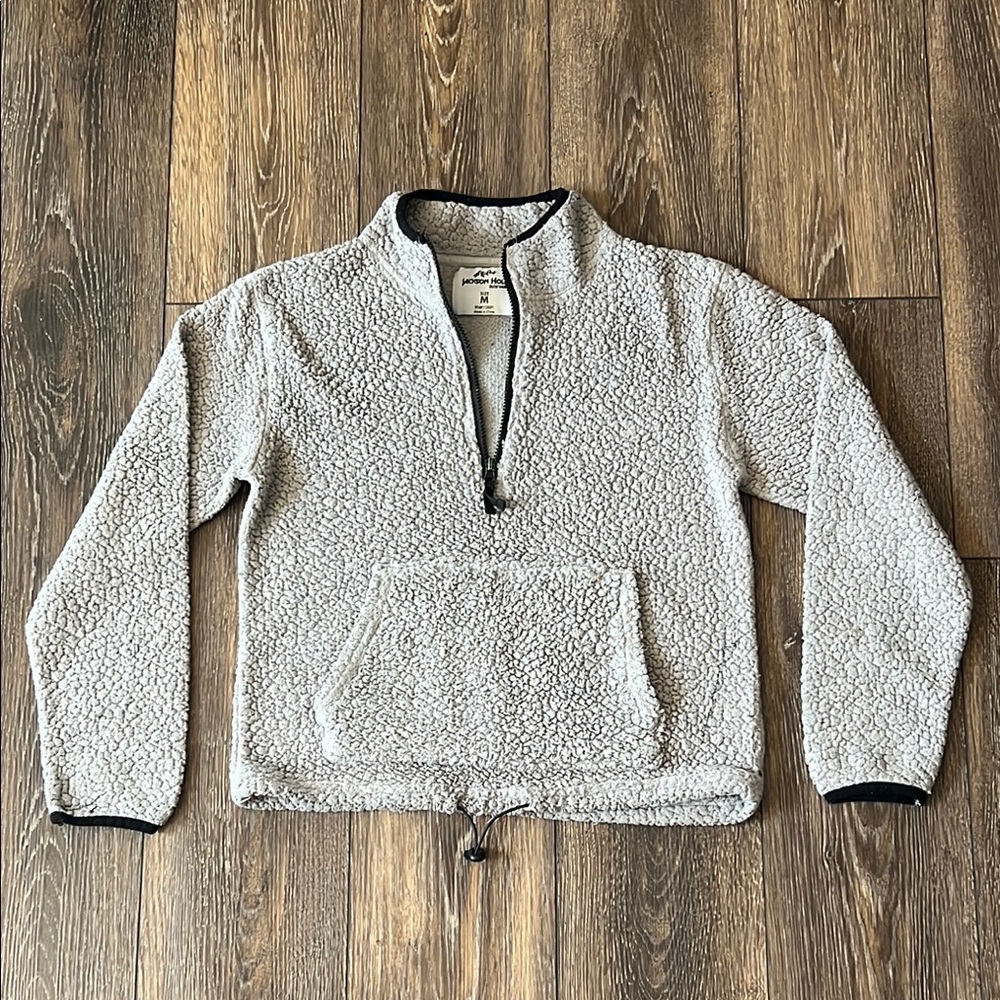 Jackson Hole Gray Sherpa Pullover 1/2 Zip Jacket Womens Medium
